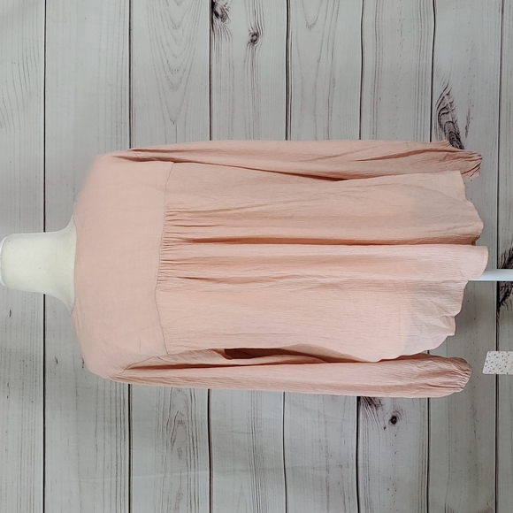 NWT Free People • M blouse Check On It faux wrap v-neck long sleeve pink - Picture 6 of 11